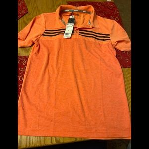 Adidas HTR Block Orange Golf Shirt Men's Size Small UPF 50